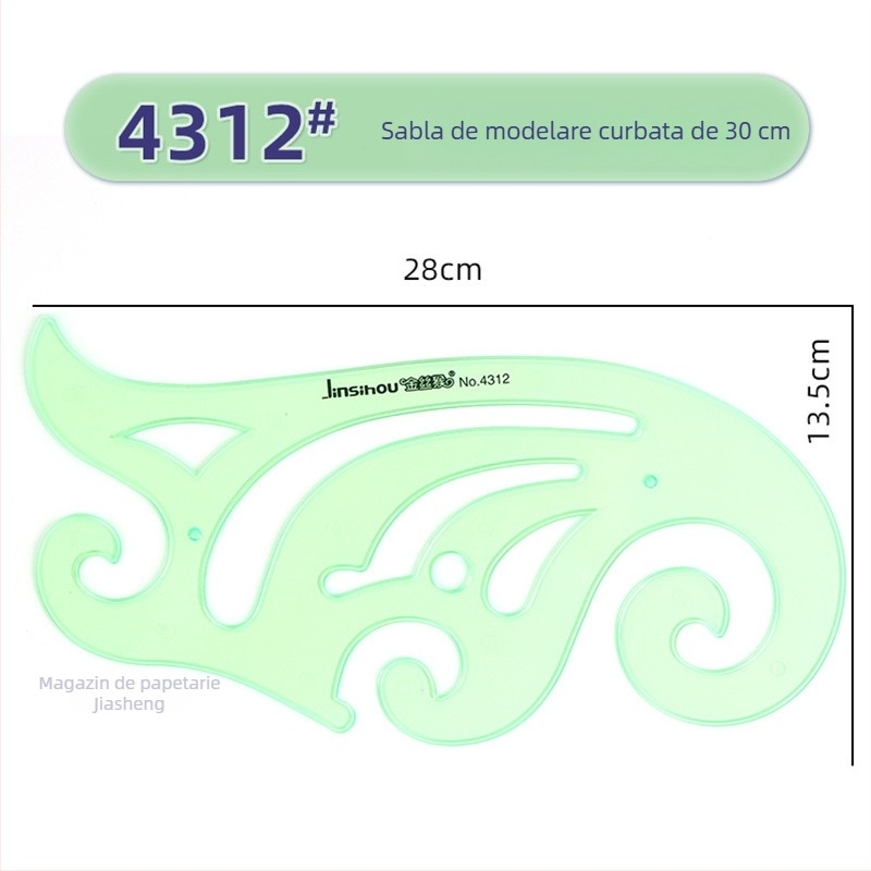 Rigla șablon pentru desen – șabloane de cerc și elipsă, design cu scară dublă, plastic, model 4309