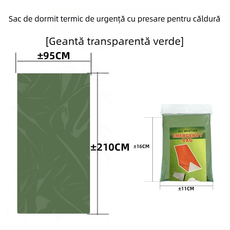 Junhe Sac de dormit de urgență pentru exterior, cu folie PE aluminizată, pătură termică salvatoare pentru supraviețuire în aer liber