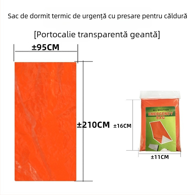 Junhe Sac de dormit de urgență pentru exterior, cu folie PE aluminizată, pătură termică salvatoare pentru supraviețuire în aer liber