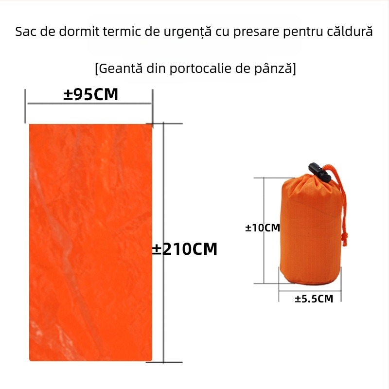 Junhe Sac de dormit de urgență pentru exterior, cu folie PE aluminizată, pătură termică salvatoare pentru supraviețuire în aer liber