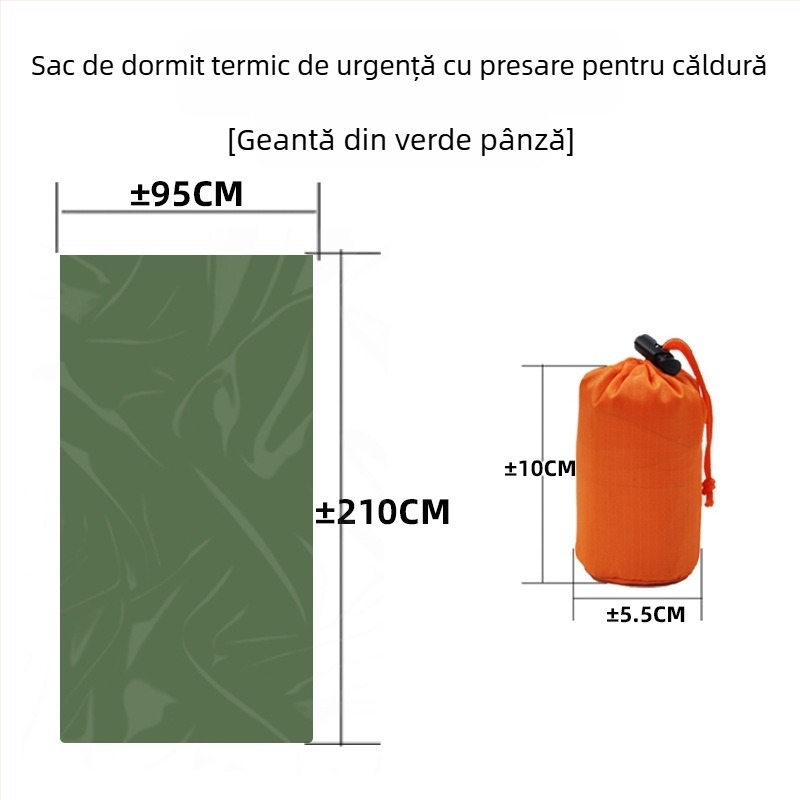 Junhe Sac de dormit de urgență pentru exterior, cu folie PE aluminizată, pătură termică salvatoare pentru supraviețuire în aer liber