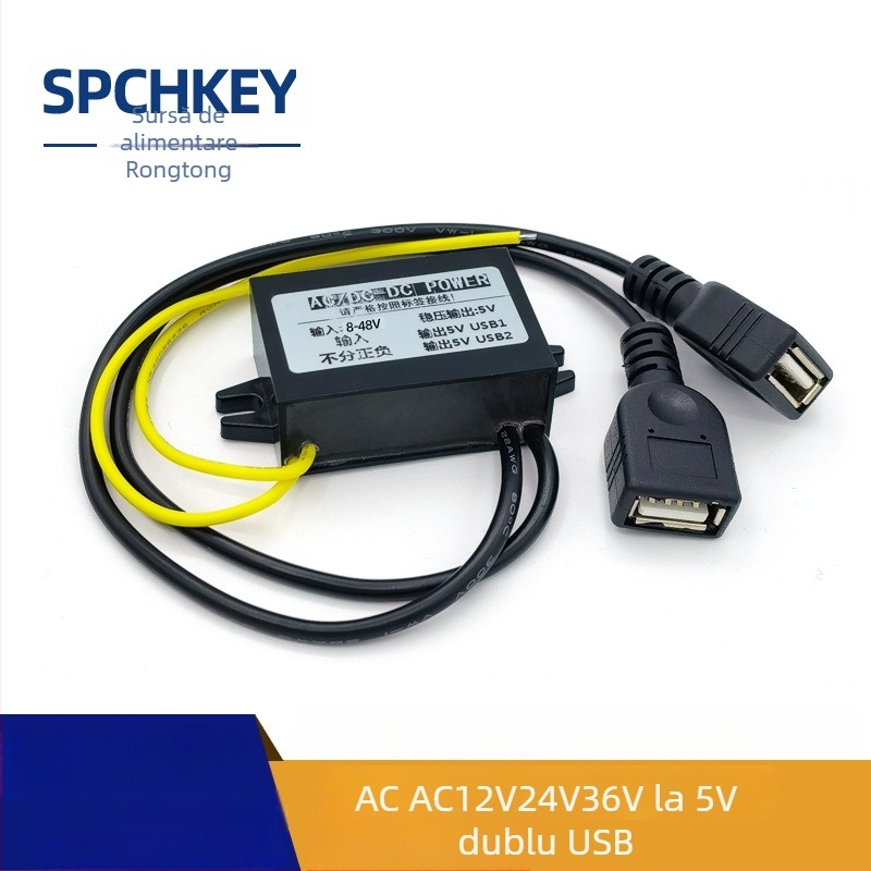 RTRURE Convertor AC-DC impermeabil pentru supraveghere, intrare AC 12/24/36/48V, ieșire DC 5V, reglat, modul de reducere a tensiunii