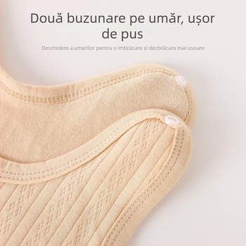 Vesta tricotată din bumbac pentru nou-născuți, fără mâneci, cu catarame la umeri, 100% bumbac, finisare moale