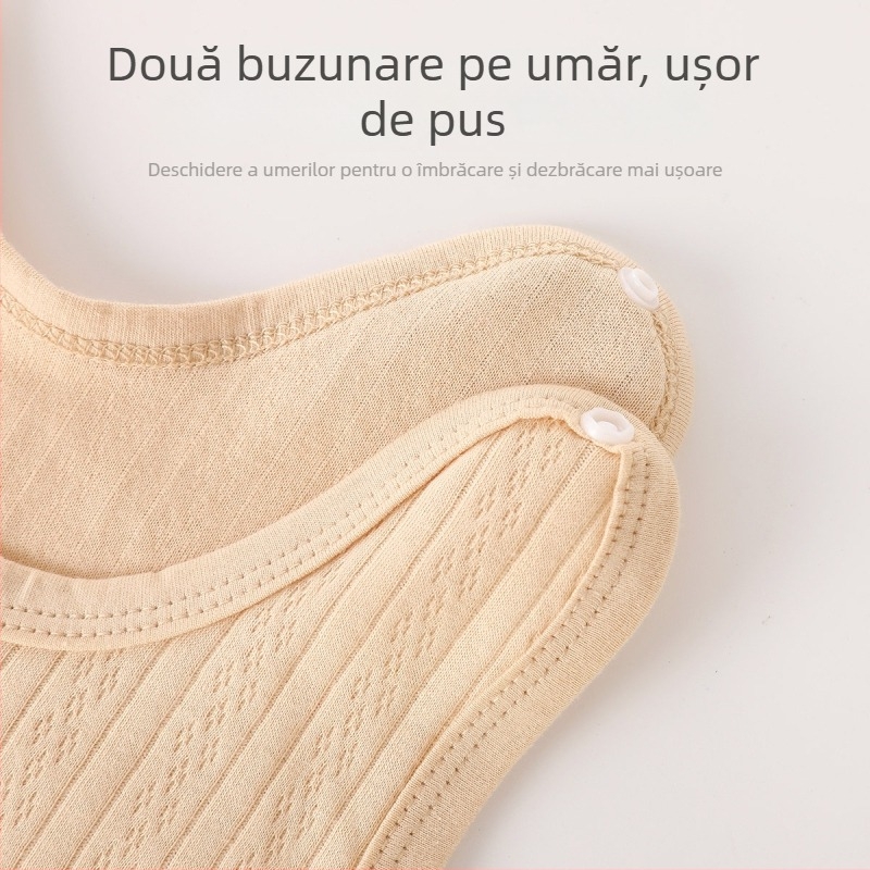 Vesta tricotată din bumbac pentru nou-născuți, fără mâneci, cu catarame la umeri, 100% bumbac, finisare moale