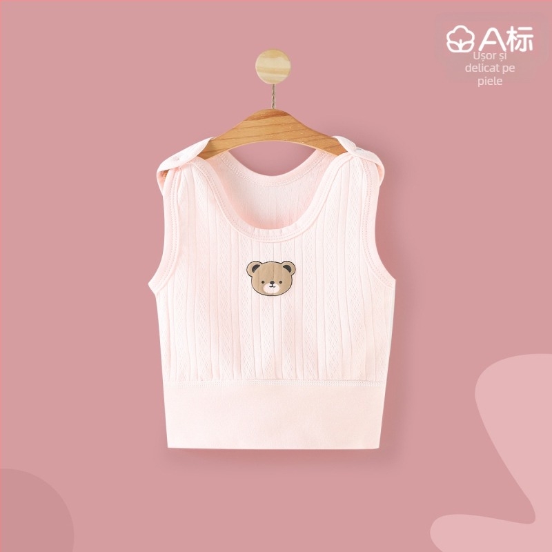 Vesta tricotată din bumbac pentru nou-născuți, fără mâneci, cu catarame la umeri, 100% bumbac, finisare moale