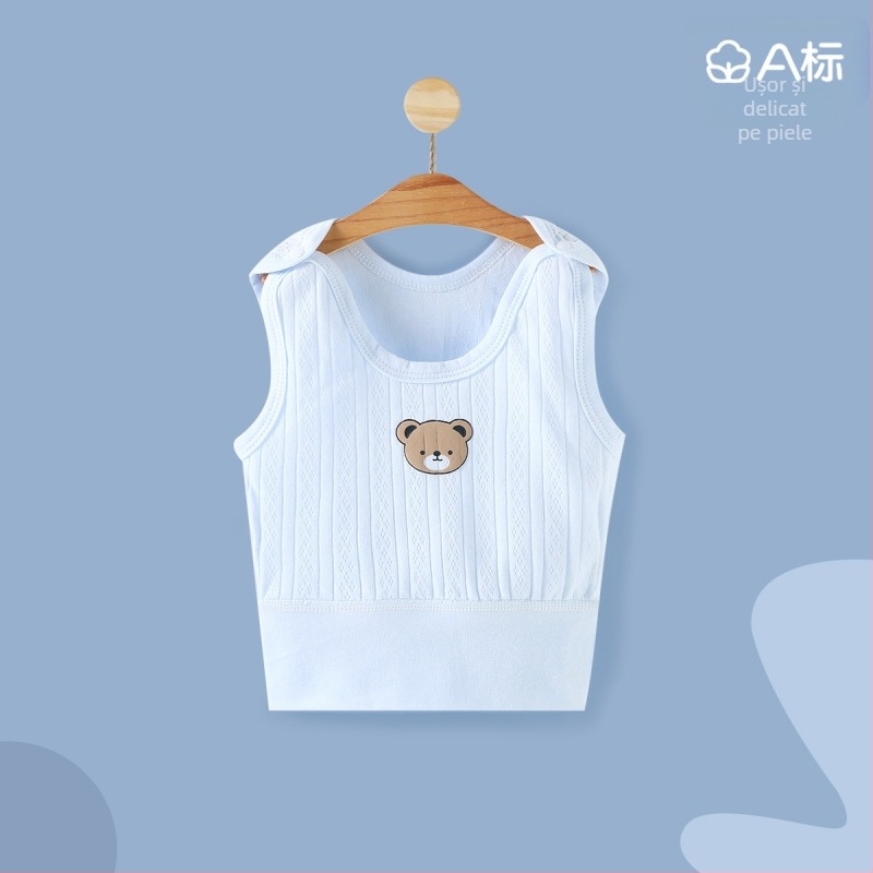 Vesta tricotată din bumbac pentru nou-născuți, fără mâneci, cu catarame la umeri, 100% bumbac, finisare moale
