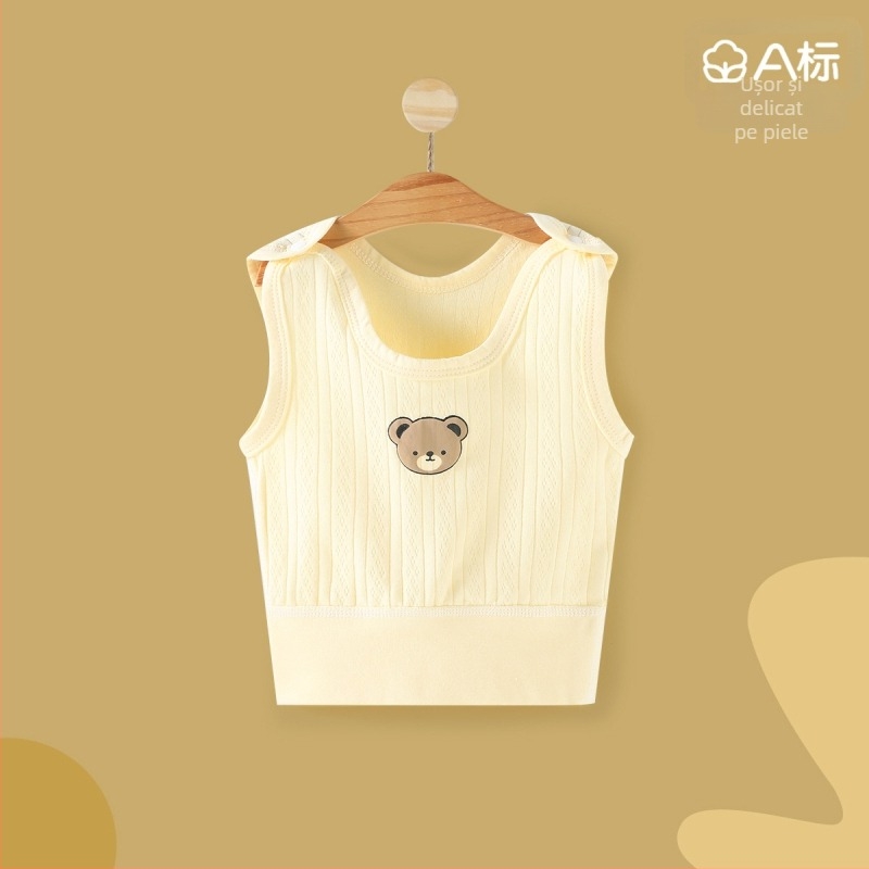 Vesta tricotată din bumbac pentru nou-născuți, fără mâneci, cu catarame la umeri, 100% bumbac, finisare moale