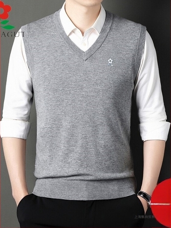 Vesta tricotată pentru bărbați, decolteu în V, Corduroy cu bază din in, Toamna 2025