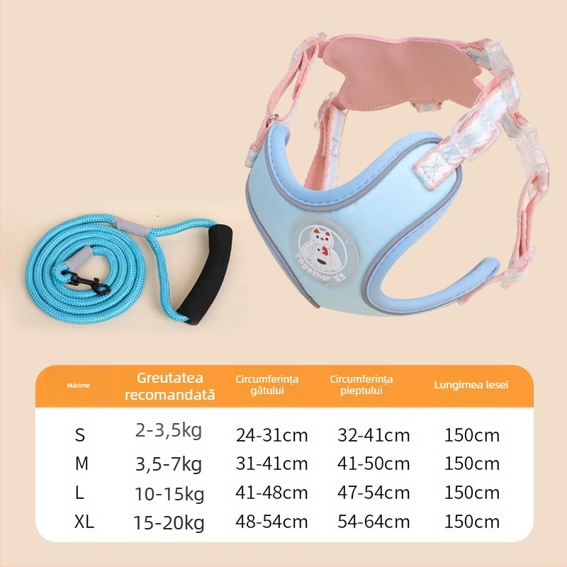 Lesă universală anti-evadare pentru pisici și câini, poliester, brand Meow and, origine Zhejiang, categorie: curea de tracțiune