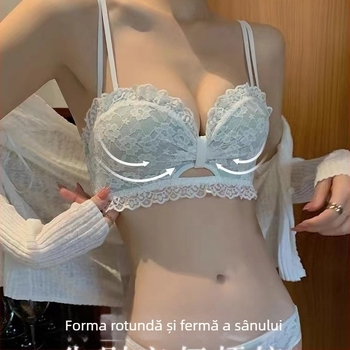 Sutien din dantelă, fără arc, Cupa 3/4, Model mediu, Bretele detașabile duble