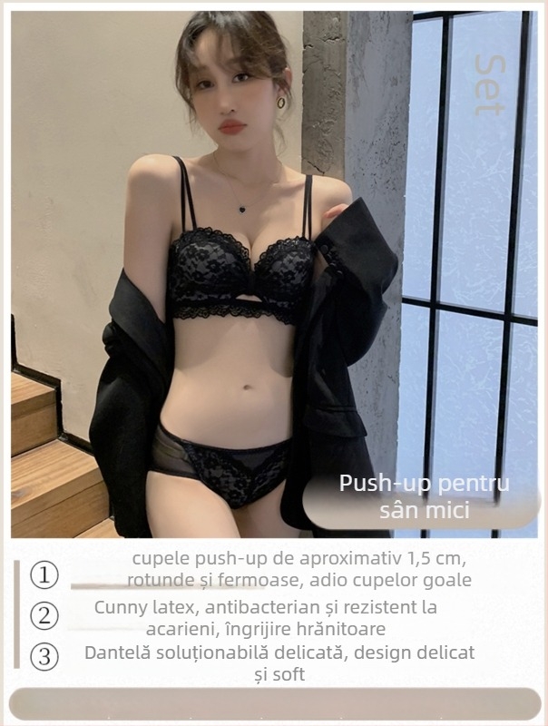 Sutien din dantelă, fără arc, Cupa 3/4, Model mediu, Bretele detașabile duble