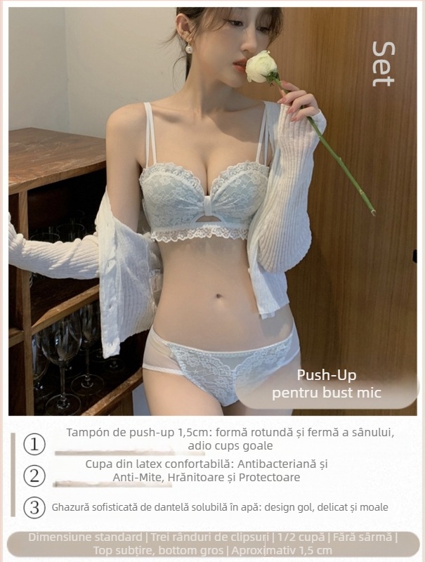 Sutien din dantelă, fără arc, Cupa 3/4, Model mediu, Bretele detașabile duble