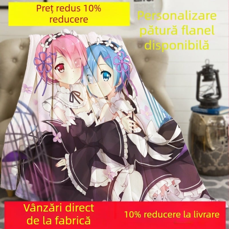 Pătură din flanel, mare, personalizabilă cu desen anime, din imaginea ta, pentru canapea și momente de odihnă