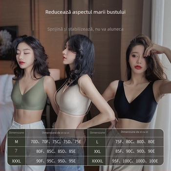 Sutien fără sârmă cu cupă completă, cupe modelate din latex, design subțire, bretele fixe duble, închidere la spate cu trei rânduri de cârlige