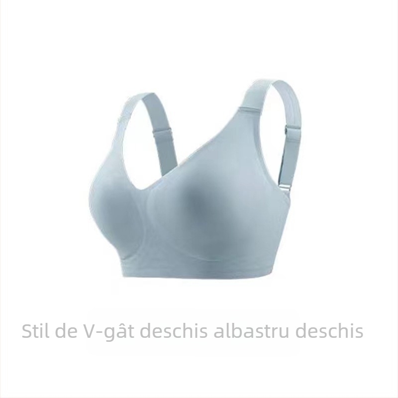 Sutien fără sârmă cu cupă completă, cupe modelate din latex, design subțire, bretele fixe duble, închidere la spate cu trei rânduri de cârlige