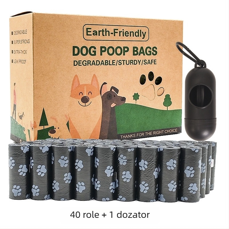 Pungi pentru fecale de câine, HDPE, deschidere plată, grosime regulată, Grid