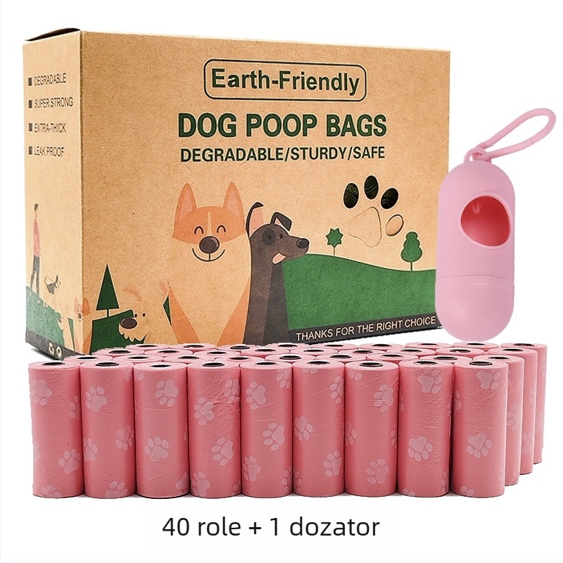 Pungi pentru fecale de câine, HDPE, deschidere plată, grosime regulată, Grid