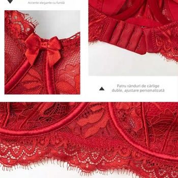 Set de sutiene din dantelă cu Push-Up, pentru sâni mici, cupe 1/2, cupe ultra-subțiri, modelare a spatelui