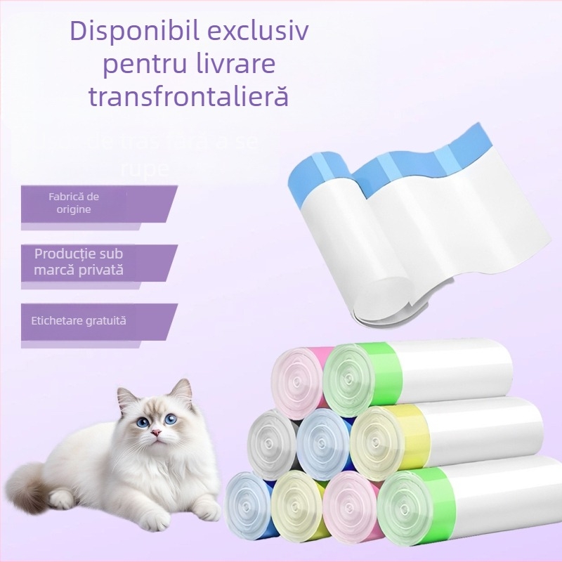 Sac pentru nisip de pisică HDPE gros, tip rolă, de unică folosință, pentru tavă de pisică inteligentă (MMD-01)