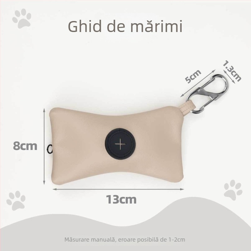 Wang Xingyu Dispenser portabil pentru saci de gunoi pentru câini, din piele PU — pentru plimbări