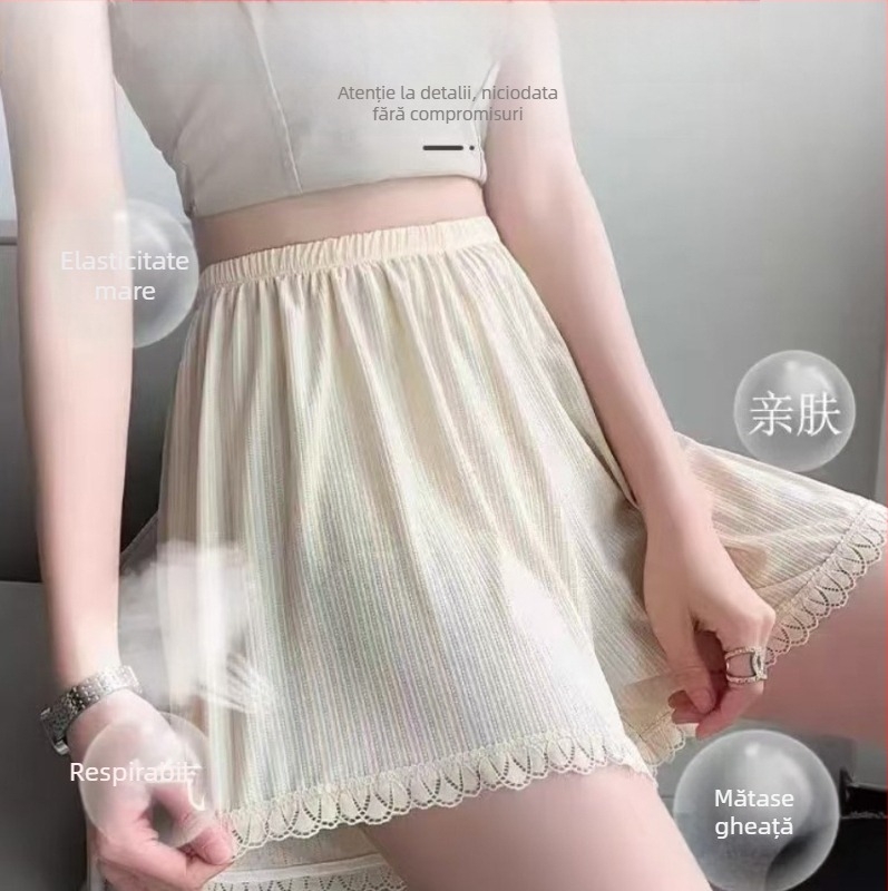 Șorturi de siguranță pentru femei Ice-Silk – croială lejeră, talie medie, anti-transparent, tricot poliester