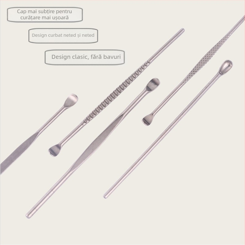 Set de instrumente pentru curățarea urechilor din oțel inoxidabil, finisaj mat, unisex, cod Yf2436(7)