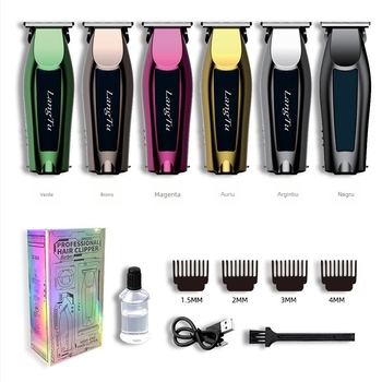 Mașină de tuns păr pentru casă, cap de lamă detașabil și lavabil, motor cu perii, lamă din oțel inox, baterie încorporată 300–500mAh, tip alimentare: încărcare