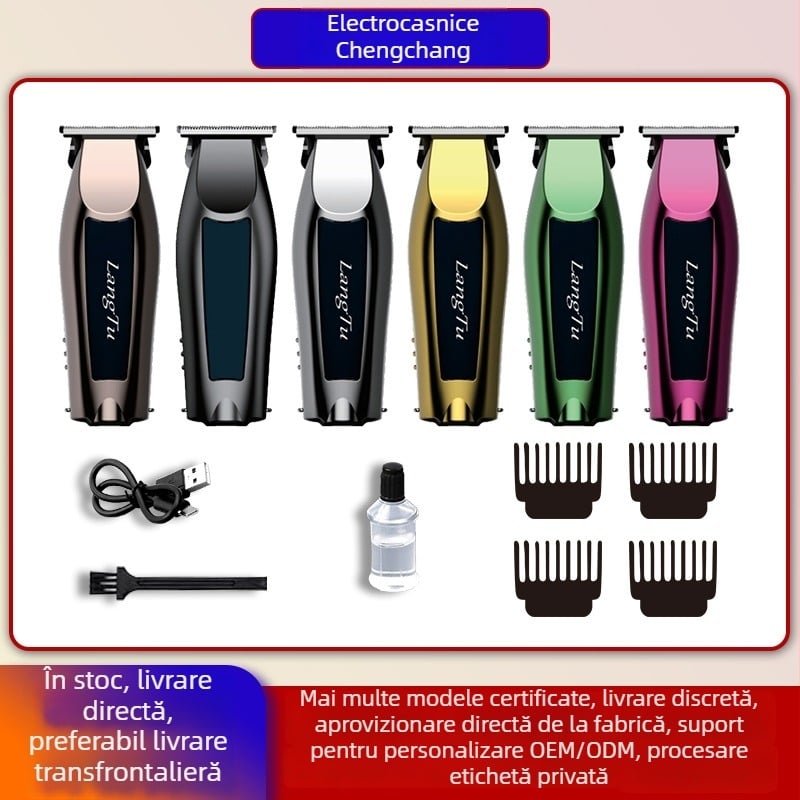 Mașină de tuns păr pentru casă, cap de lamă detașabil și lavabil, motor cu perii, lamă din oțel inox, baterie încorporată 300–500mAh, tip alimentare: încărcare