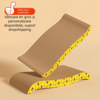 Mahaqu Placă de zgâriere pentru pisici – îngroșată, rezistentă la uzură pentru ascuțirea ghearelor, jucărie de tip bol din hârtie ondulată, stil drăguț