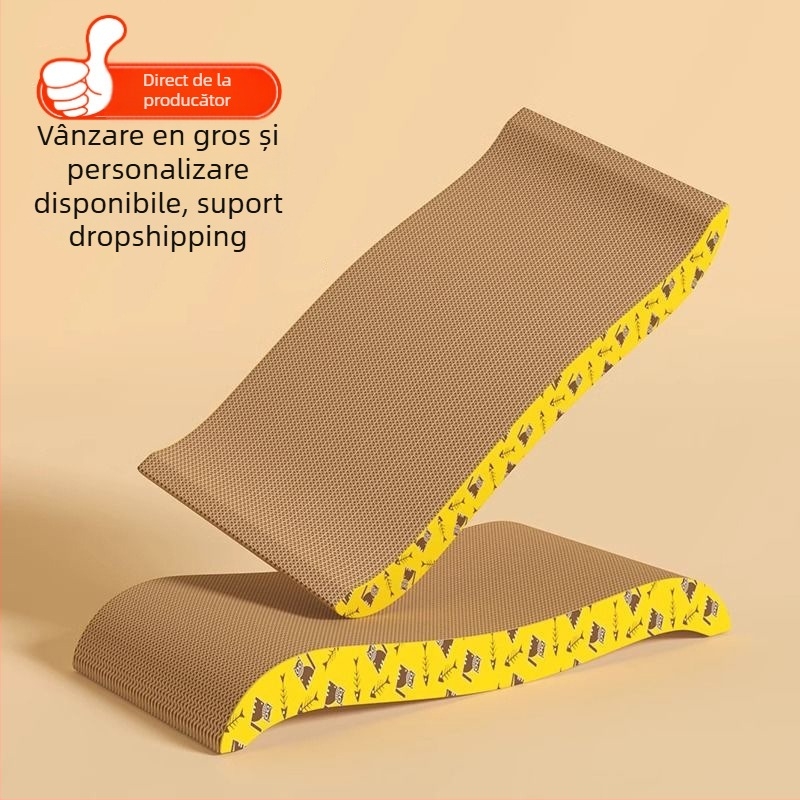 Mahaqu Placă de zgâriere pentru pisici – îngroșată, rezistentă la uzură pentru ascuțirea ghearelor, jucărie de tip bol din hârtie ondulată, stil drăguț