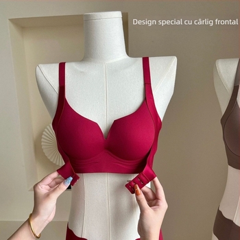 Sutien fără fir, cu închidere frontală, fără cupe, pentru bust mic, cu susținere superioară și efect push-up