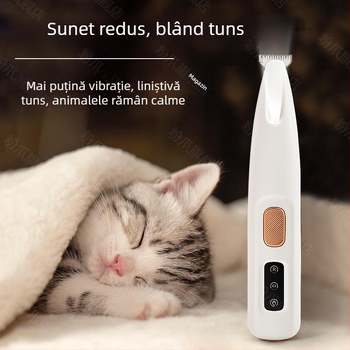 Tăietor electric pentru picioarele animalelor de companie, silențios, încărcabil; Material: ABS + ceramică + oțel inoxidabil; Utilizare universală; Brand Tiger Pets; Cod produs Fz-256