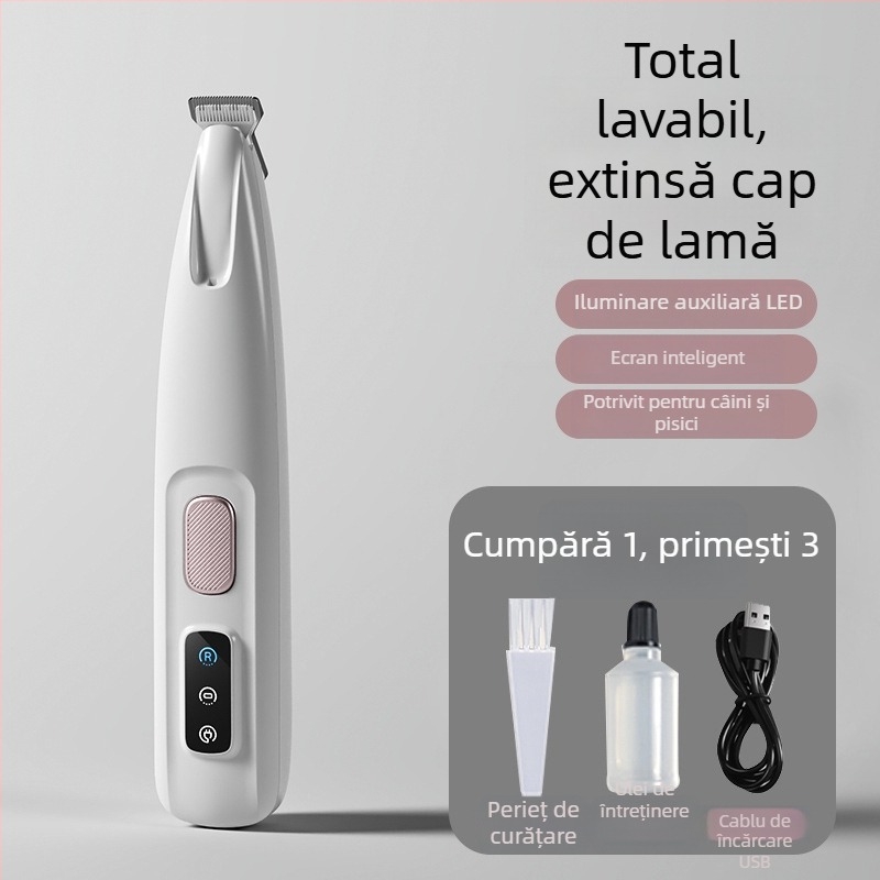 Tăietor electric pentru picioarele animalelor de companie, silențios, încărcabil; Material: ABS + ceramică + oțel inoxidabil; Utilizare universală; Brand Tiger Pets; Cod produs Fz-256