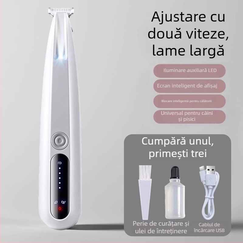 Tăietor electric pentru picioarele animalelor de companie, silențios, încărcabil; Material: ABS + ceramică + oțel inoxidabil; Utilizare universală; Brand Tiger Pets; Cod produs Fz-256