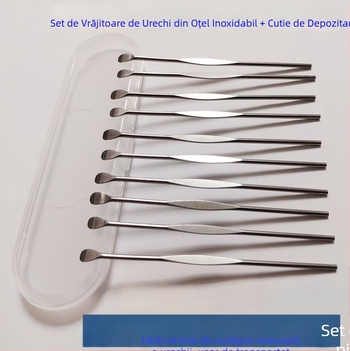 Set portabil pentru urechi din oțel inoxidabil, lingurițe fără lumină, unisex