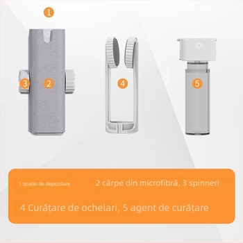 Q5Y Set de curățare ochelari – ABS, multifuncțional, 37 g