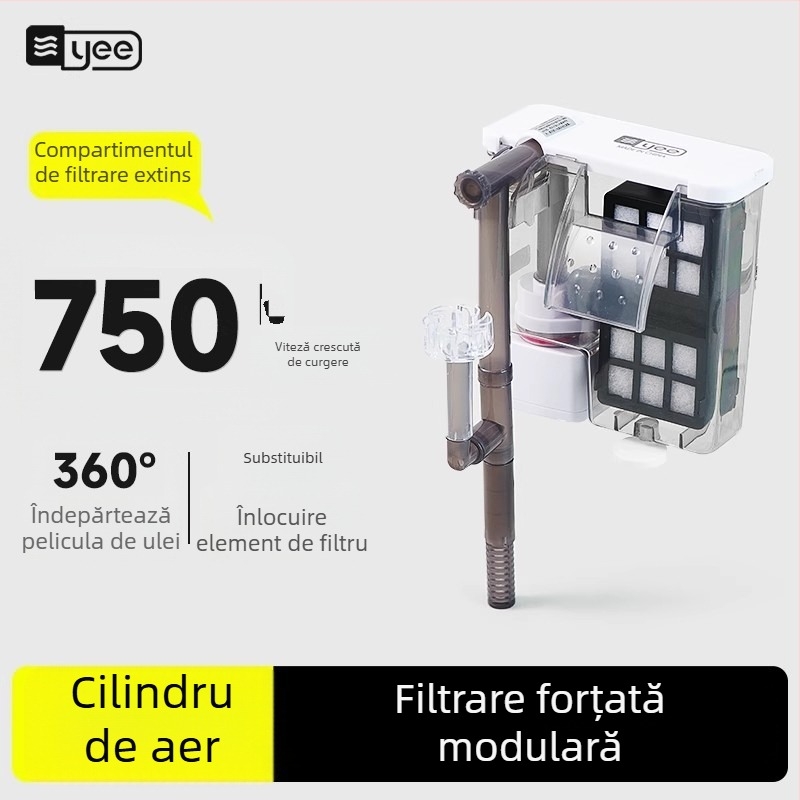Yee Pompa de Filtru pentru Acvariu – Compactă, Silențioasă, Externă, 3-în-1 pentru Cascadă, Montaj pe Perete, Oxigenare și Circulație, din Plastic; pentru Pești de Apă Dulce; Modele: YMB-401/403/404/405; Brand: Yee