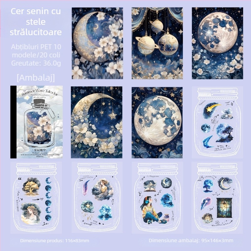 Good day Carte de autocolante din PET, 20 foi, Temă Peisaje de vară, Ghid DIY