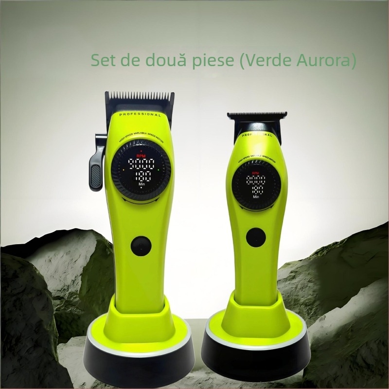 Mașină de tuns păr cu motor fără perii, lamă din aliaj de titan, lamă cu 21 de trepte de taper progresiv, 9000 RPM, baterie încorporată 2000–4000 mAh