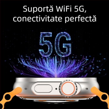 Ceas inteligent cu deblocare prin amprentă, slot SIM, ecran AMOLED, detecție saturație oxigen din sânge, rezistent la apă