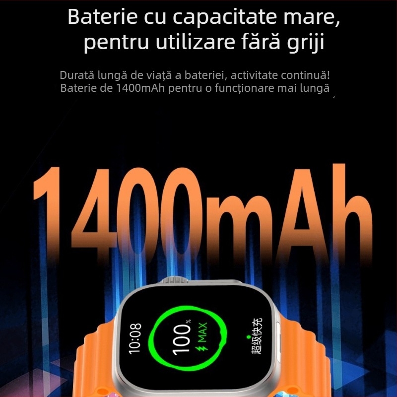 Ceas inteligent cu deblocare prin amprentă, slot SIM, ecran AMOLED, detecție saturație oxigen din sânge, rezistent la apă