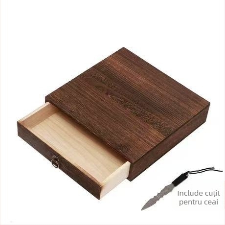 Cutie din lemn pentru ceai, cu sertar, tavă de ceai cu mai multe etaje, capacitate 18 L, model 121, set de 12 bucăți