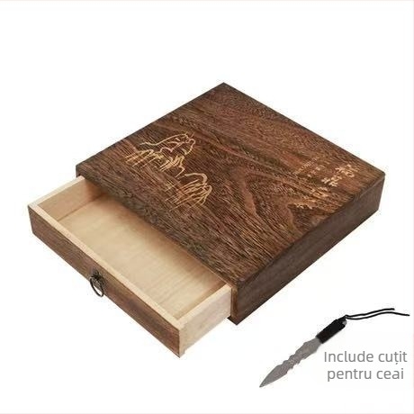 Cutie din lemn pentru ceai, cu sertar, tavă de ceai cu mai multe etaje, capacitate 18 L, model 121, set de 12 bucăți