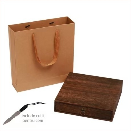 Cutie din lemn pentru ceai, cu sertar, tavă de ceai cu mai multe etaje, capacitate 18 L, model 121, set de 12 bucăți