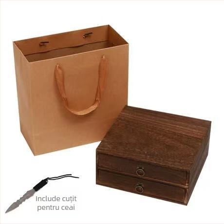 Cutie din lemn pentru ceai, cu sertar, tavă de ceai cu mai multe etaje, capacitate 18 L, model 121, set de 12 bucăți