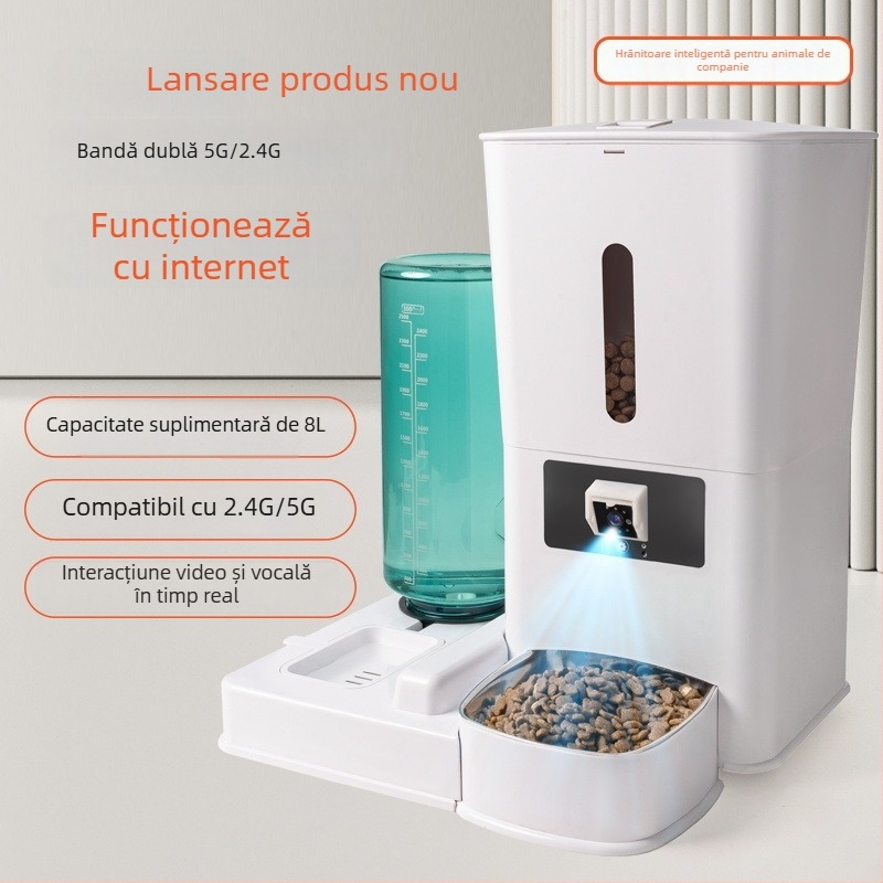 Furajer inteligent pentru animale de companie, model Wsq01; control prin aplicație; hrănire programată și dozare; design detașabil; potrivit pentru pisici și câini