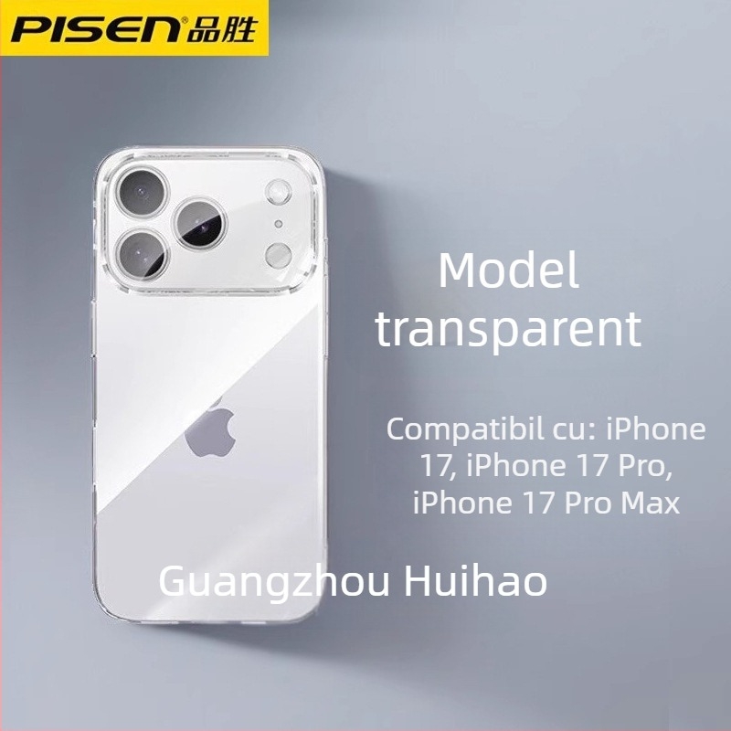 Carcasă protecție Pisen pentru Apple iPhone 17, design minimalist, plastic transparent, protecție anti-cadere