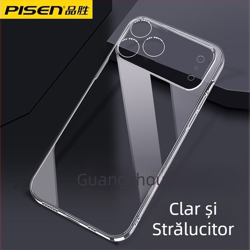 Carcasă protecție Pisen pentru Apple iPhone 17, design minimalist, plastic transparent, protecție anti-cadere