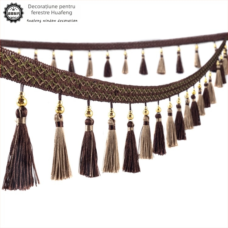 Cap de perdea din dantelă cu ciucuri - Material: bază din plasă hexagonală + fir poliester; Pentru meșteșuguri; Cod produs: 1024947142; Marca: Altele