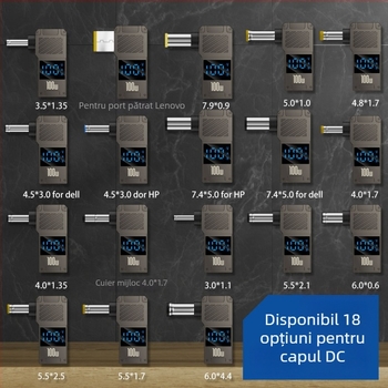 One Core adaptor Type-C la DC cu afișaj digital, încărcare PD 100W rapidă, convertor de alimentare pentru notebook